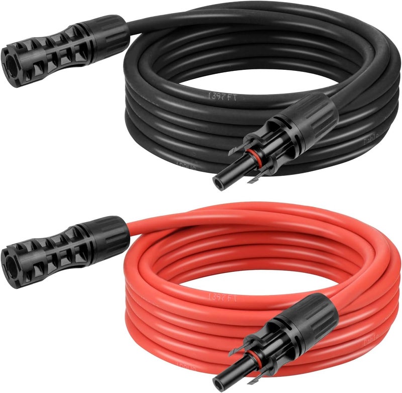 Kimbluth 8 AWG Solar Extension Cable 15FT Black + 15FT Red, 8 Gauge Solar Panel Wire Male to Female Tinned Copper Wire for Solar Panel, Automotive, RV, Boat, Outdoors - Image 1
